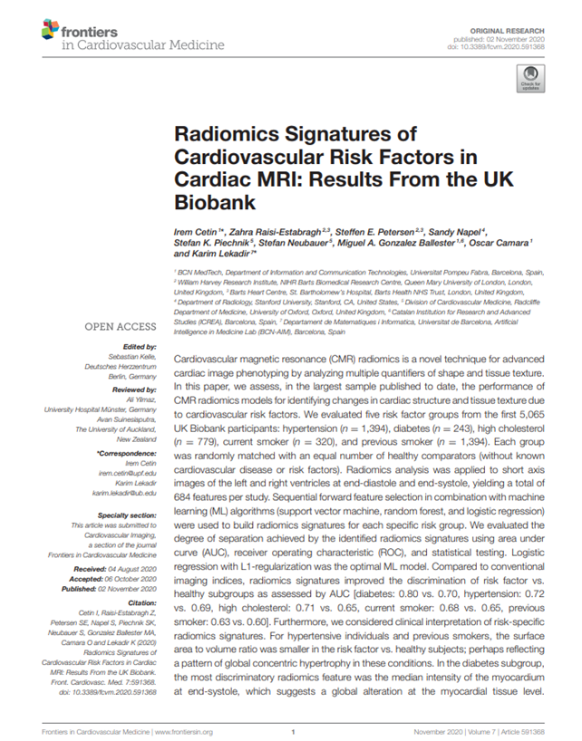 Radiomics Signatures of Cardiovascular Risk Factors in Cardiac MRI: Results From the UK Biobank