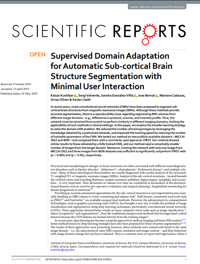 Supervised Domain Adaptation for Automatic Sub-cortical Brain Structure Segmentation with Minimal User Interaction