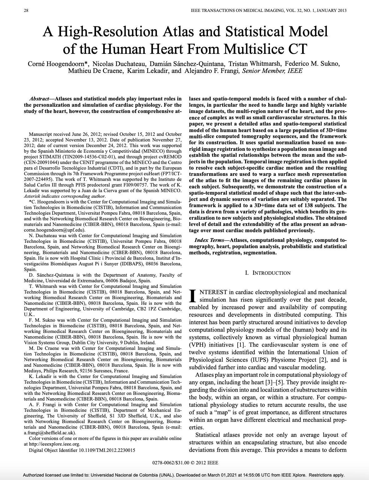 A High-Resolution Atlas and Statistical Model of the Human Heart From Multislice CT