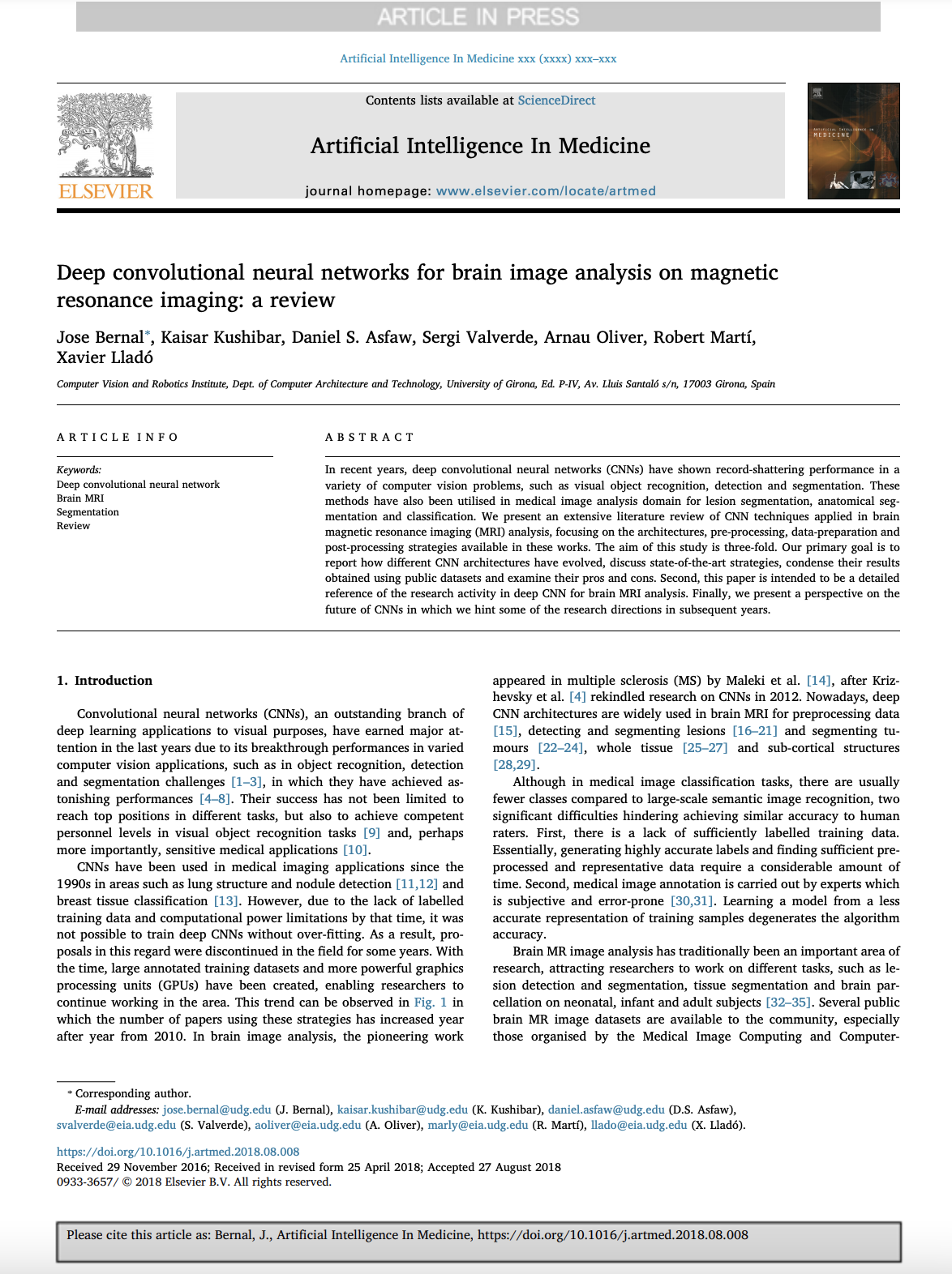 Deep Convolutional Neural Networks for Brain Image Analysis on Magnetic Resonance Imaging: a review